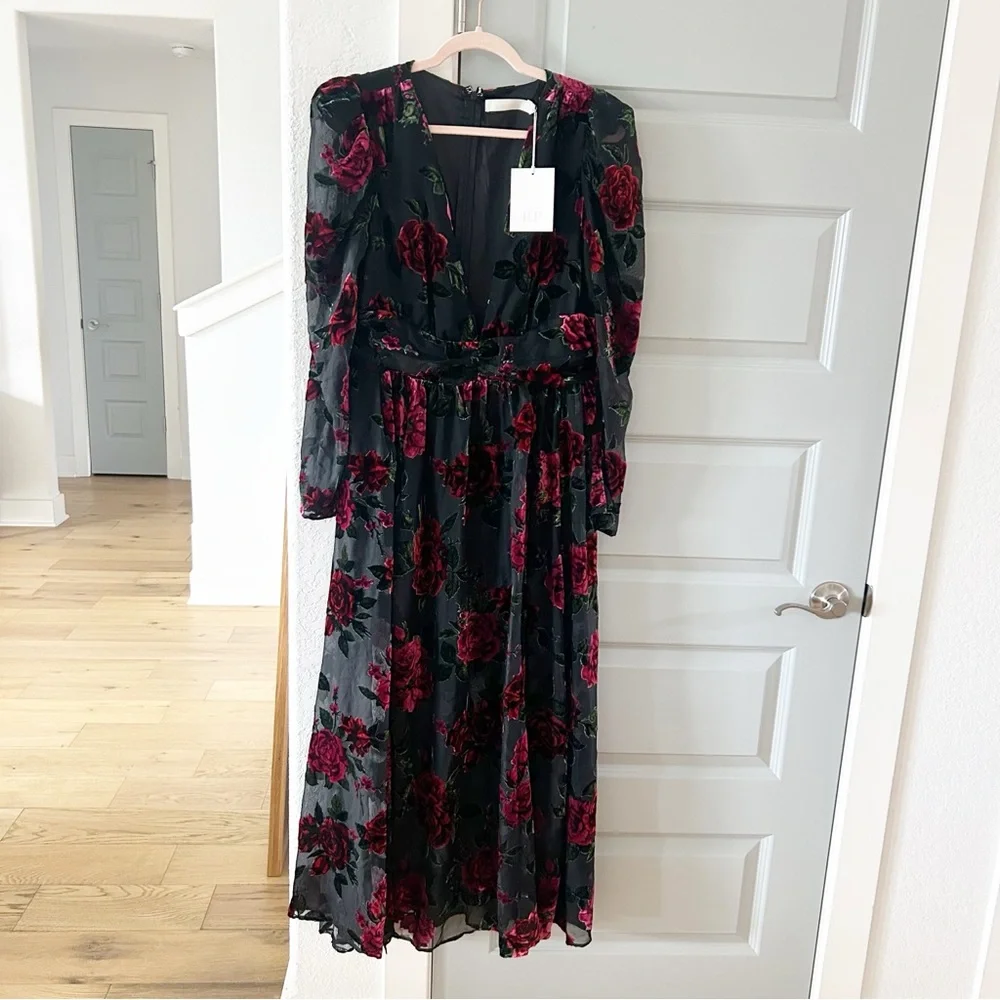 Rachel Parcell Black and Red Floral Midi Dress - Picture 4 of 6